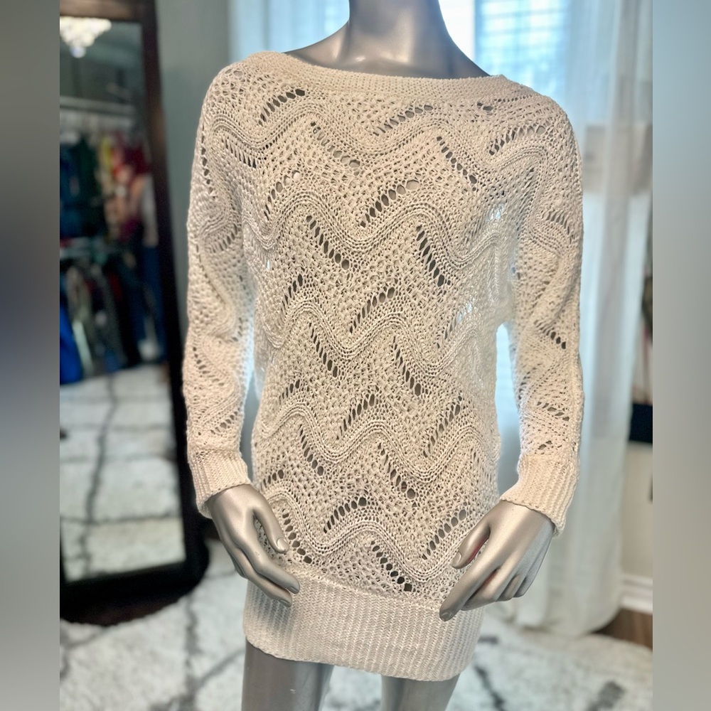 Lilly Pulitzer Larissa Open Knit Tunic Sweater Extra Small White